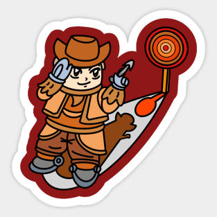 Cartoon Cowboy play dart brown color Sticker